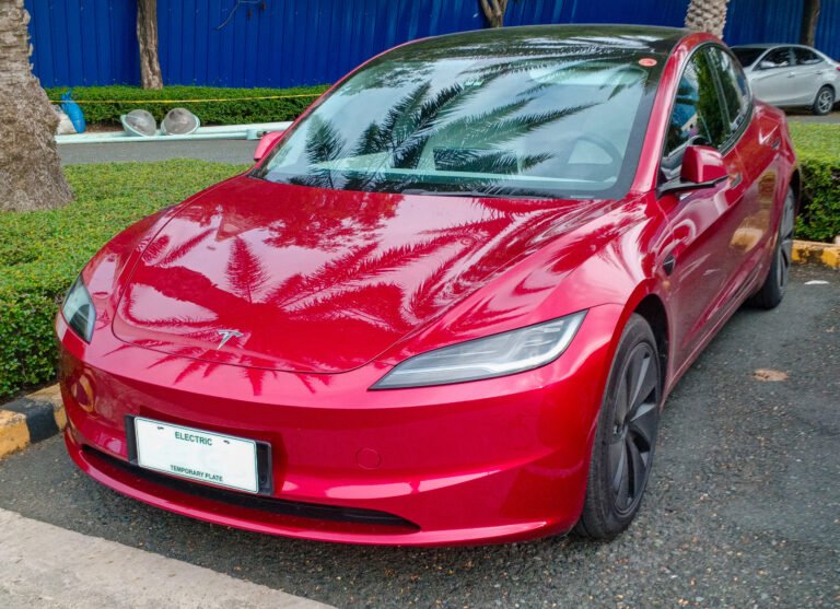 Red 2024 Tesla Model 3 Long Range RWD photographed in the Philippines in July 2024